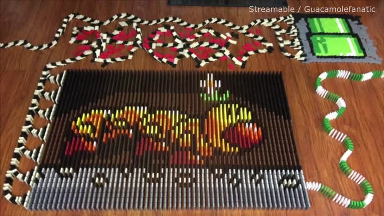 ¡Impresionante efecto dominó de Super Mario!