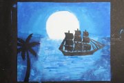 Sea Night Scenery Drawing | Art amd Crafts #13