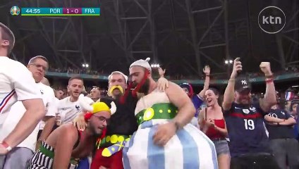 Karim Benzema's 45th-minute penalty score gives France a 1-1 equalizer against Portugal