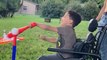 Kid in Wheelchair Gives Priceless Reaction After Playfully Hitting Baseball Shots