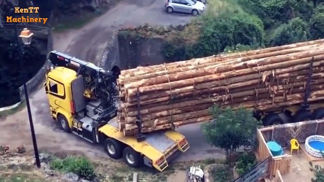 Incredible Driving Big Truck Skill Biggest Logging Wood - Heavy Equipment Operate Machine