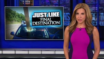 لوخ خشب تطاير واخترق سيارة على طريق سريع والناجية: مشهد من فيلم رعب