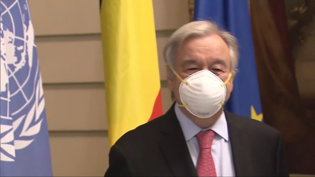 Le Secrétaire général de l'Onu, António Guterres, reçu par Alexander De croo à Bruxelles