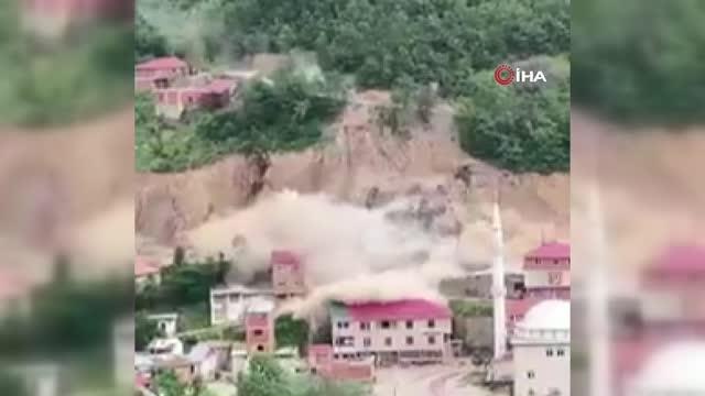 Giresun'da yol genişletme çalışması sırasında patlatılan dinamitler az kalsın faciaya neden olacaktı