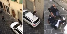 Firenze - Immigrato sale su tetto auto e la danneggia con palina in ferro: arrestato (24.06.21)