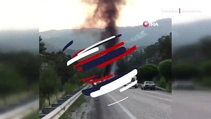 Denizli'de alev alan kamyon bomba gibi patladı