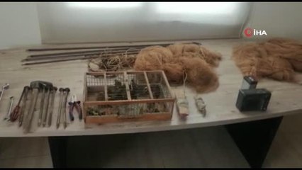 Özel düzenekle saka kuşu avlayan kaçak avcılar jandarmaya yakalandı