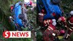 One dead, six hurt after factory van skids into ditch