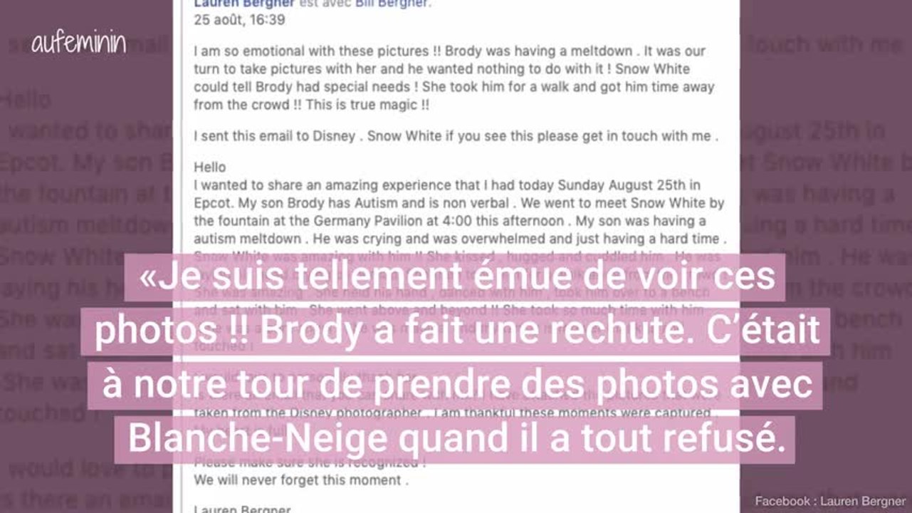 À Disney, Blanche Neige réconforte un petit garçon atteint d'autisme