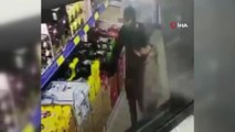 Marketten çay çalan hırsızlar güvenlik kamerasına yakalandı