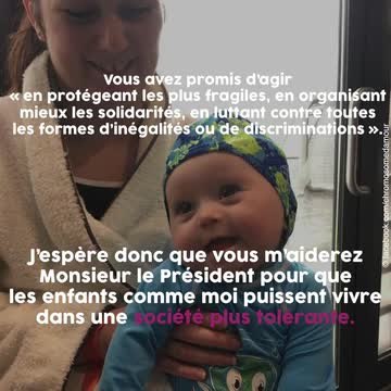 Nathanaël, 10 mois et atteint de trisomie 21, s'adresse au président