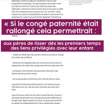 Une pétition pour prolonger le congé paternité