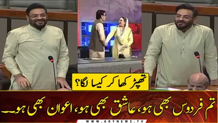 Amir Liaquat Hussain reads funny poetry on Firdous Awan's slap to Qadir Mandokhail