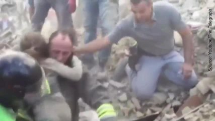 Une survivante du tremblement de terre en Italie