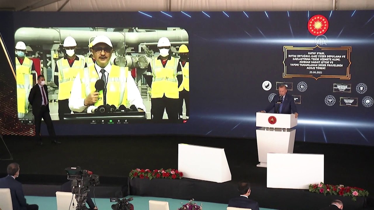 HATAY - Cumhurbaşkanı Erdoğan, toplu açılış törenine katıldı - Kurdele kesimi