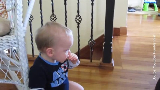 Ce petit garçon nourrit son chien, enfin involontairement...