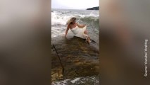 Cette femme avait décidé de poser sur un rocher telle une sirène...