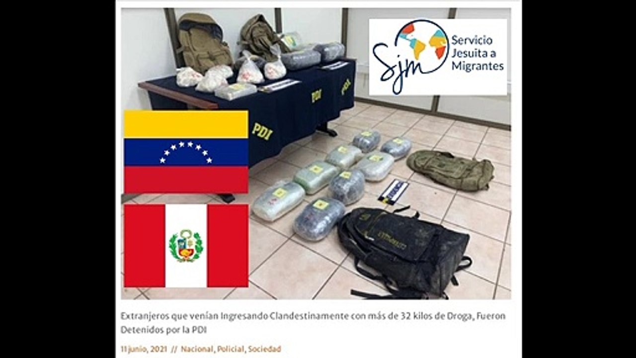 3 venezolanos y 1 peruano ilegales detenidos por ingresar 32 kilos de droga a Chile vía Arica