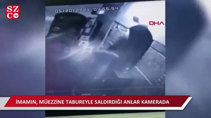 Amasya'da imamın müezzine saldırdığı an kamerada!