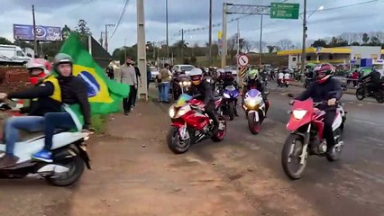 Concentração para motociata de Bolsonaro em Chapecó