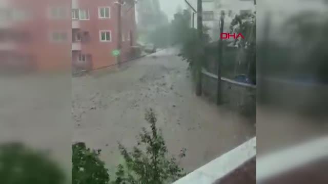 GİRESUN'DA ETKİLİ SAĞANAK; DERE TAŞTI, YOLLAR ÇAMURLA KAPLANDI