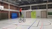 Guy Shows Mind-Blowing Balancing Skills While Riding Cycle During Training Session