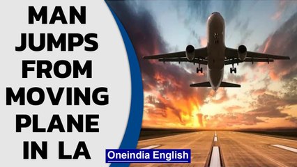 Man jumps from moving plane at LA airport after trying to breach cockpit| Oneindia News