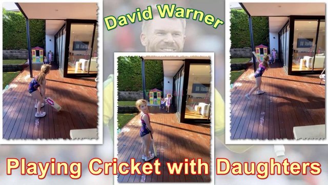 David Warner and Wife Candice Warner are Playing Cricket with their Daughters Cricket at Home