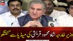Foreign Minister Shah Mehmood Qureshi talks to media