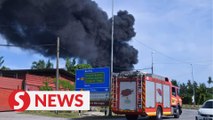 Blazing crumb rubber pile in Teluk Panglima Garang expected to burn for two days