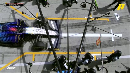 لحظات ترصد تأخر تغيير إطارات راسل من هاس وبيريز من ريد بُل