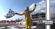 Kyle Busch reacts to winning on fumes at Pocono Raceway