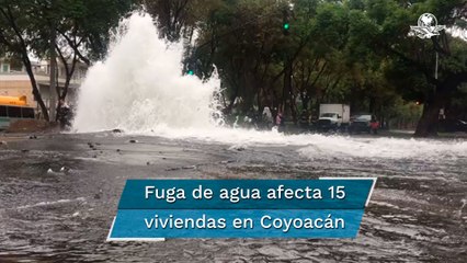 Se registra gran fuga de agua en la alcaldía Coyoacán