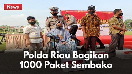 RAYAKAN HUT KE-75 BHAYANGKARA !! POLDA RIAU BAGIKAN 1000 PAKET SEMBAKO !!