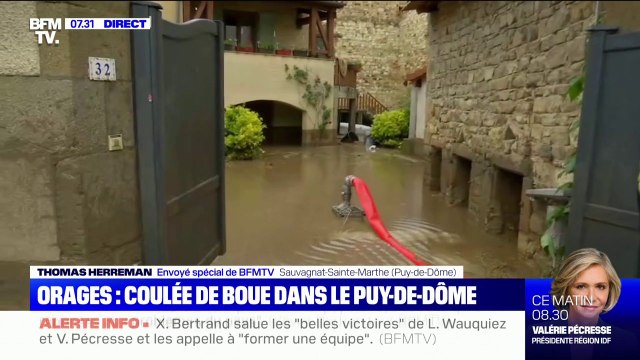 Un violent orage provoque une coulée de boue à Sauvagnat-Sainte-Marthe dans le Puy-de-Dôme