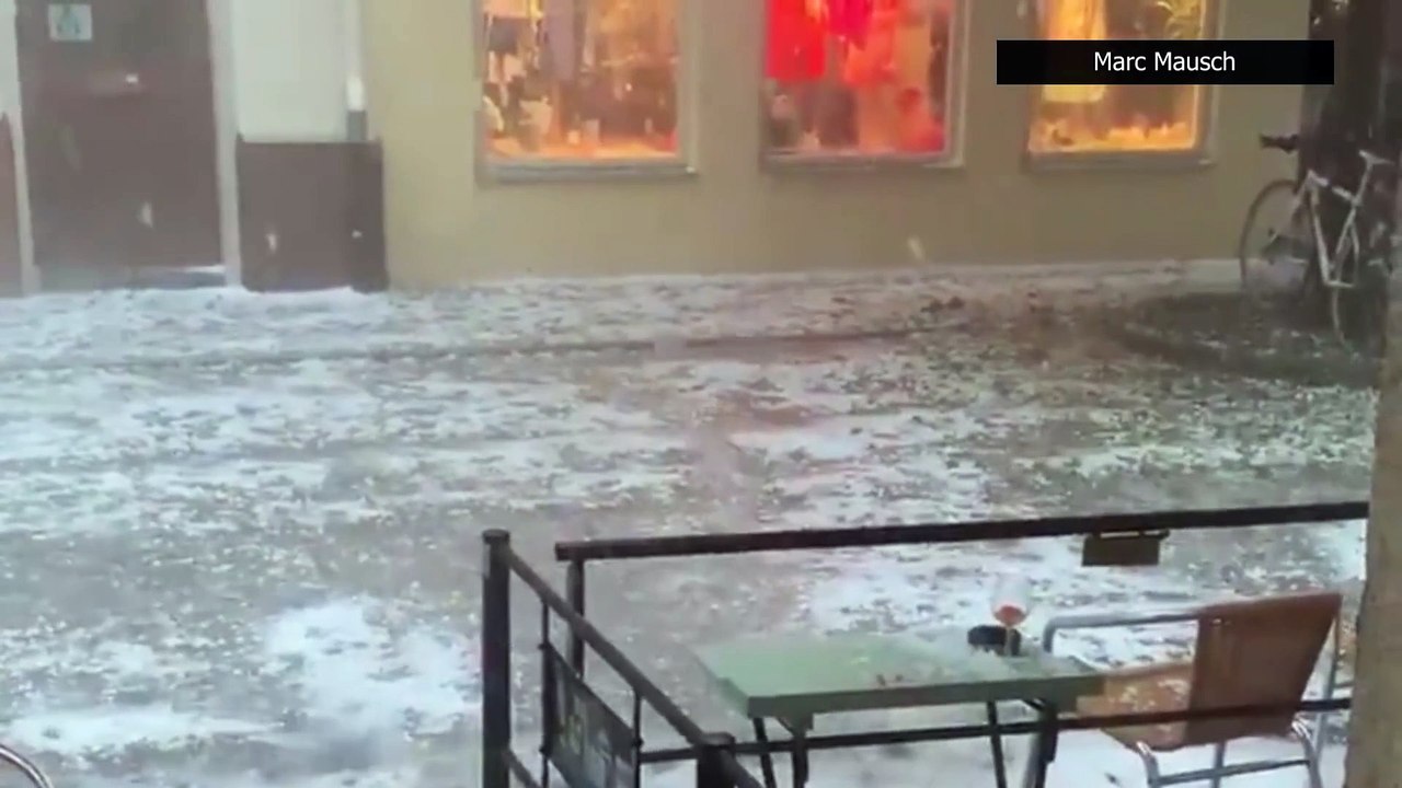 Southern Germany Bombarded by GIANT Hail Stones, Turning Roads into Icy Rivers