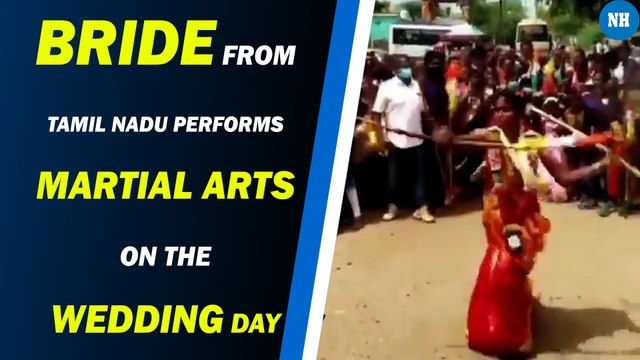 Watch: Bride from Tamil Nadu performs martial arts on the wedding day to spread awareness