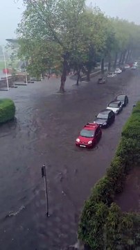 Comely Bank in Stockbridge, Edinburgh, submerged in water as downpours batter parts of Edinburgh during storm