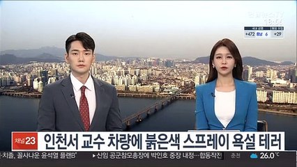 인천서 교수 차량에 붉은색 스프레이 욕설 테러