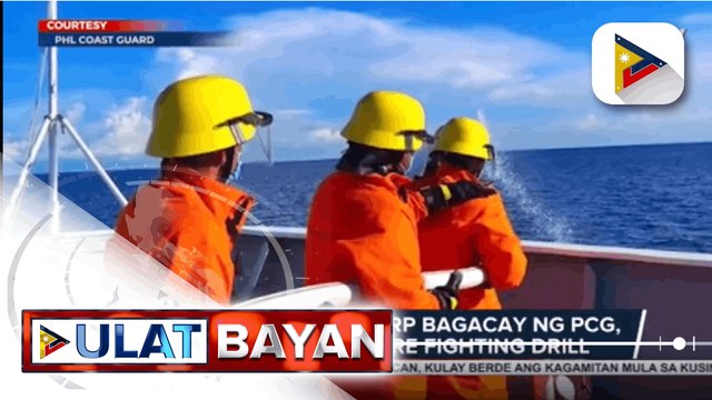 Crew members ng BRP Bagacay ng PCG, nagsagawa ng fire fighting drill