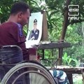 Armless Painter Paints With His Mouth