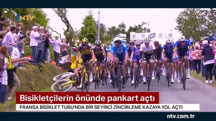 Bisiklet yarışında seyirci kazaya neden oldu