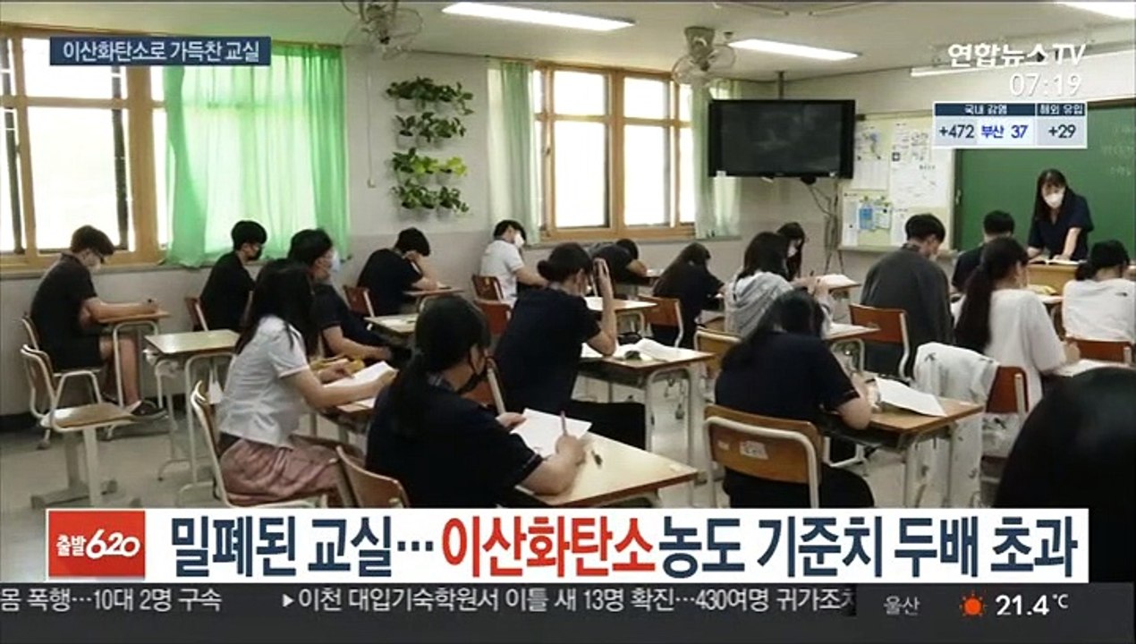 밀폐된 교실…이산화탄소 농도 기준치 두배 초과