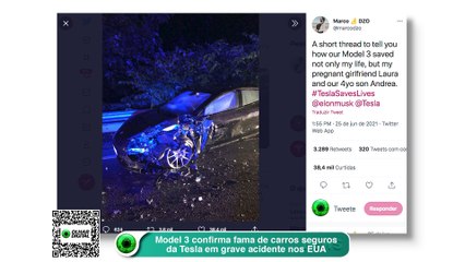 Model 3 confirma fama de carros seguros da Tesla em grave acidente nos EUA