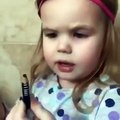 Little Girl Just Made Herself An Unibrow With The Eyeliner