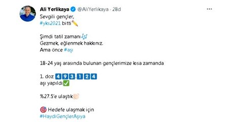 İstanbul Valisi Ali Yerlikaya'dan gençlere aşı çağrısı