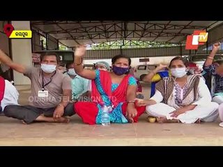 Staff Of Jeypore Hospital Sit On Dharna Protesting Removal From Job