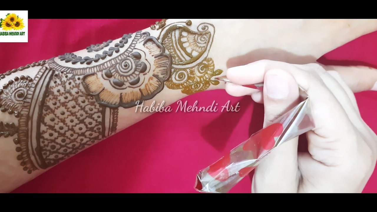 Arabic henna mehndi design for beginners  - back hand simple easy अरबी मेहंदी  -  Habiba mehndi art