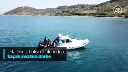 Urla Deniz Polisi ekiplerinden kaçak avcılara darbe