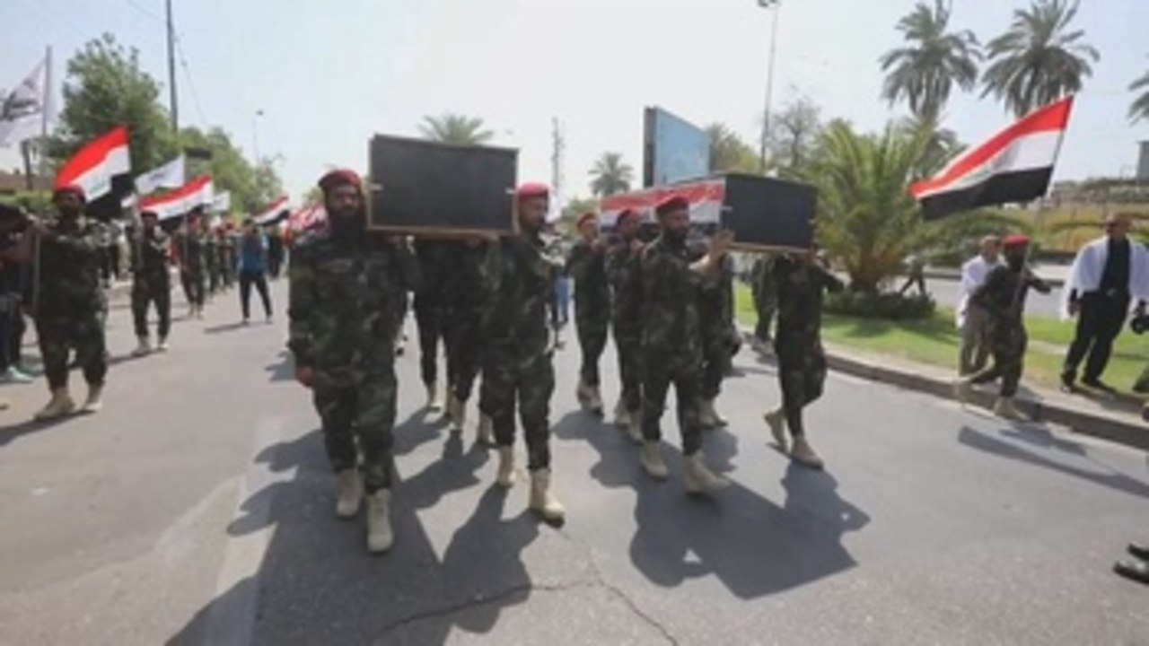 Funerales por los cuatro combatientes muertos en ataque de EE.UU. en Irak